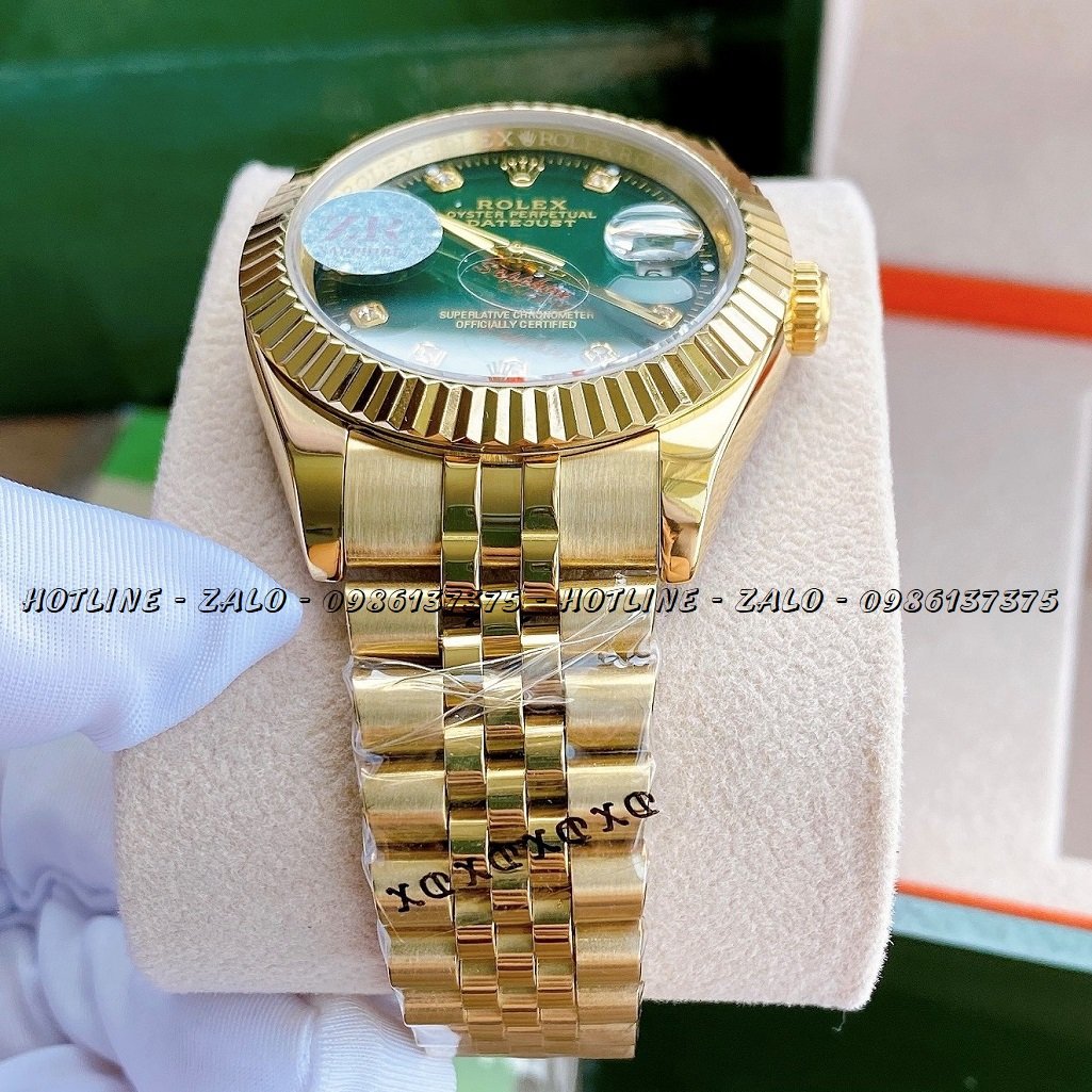 Đồng Hồ Rolex Nam Automatic Vàng Mặt Khía Xanh Lá 41mm