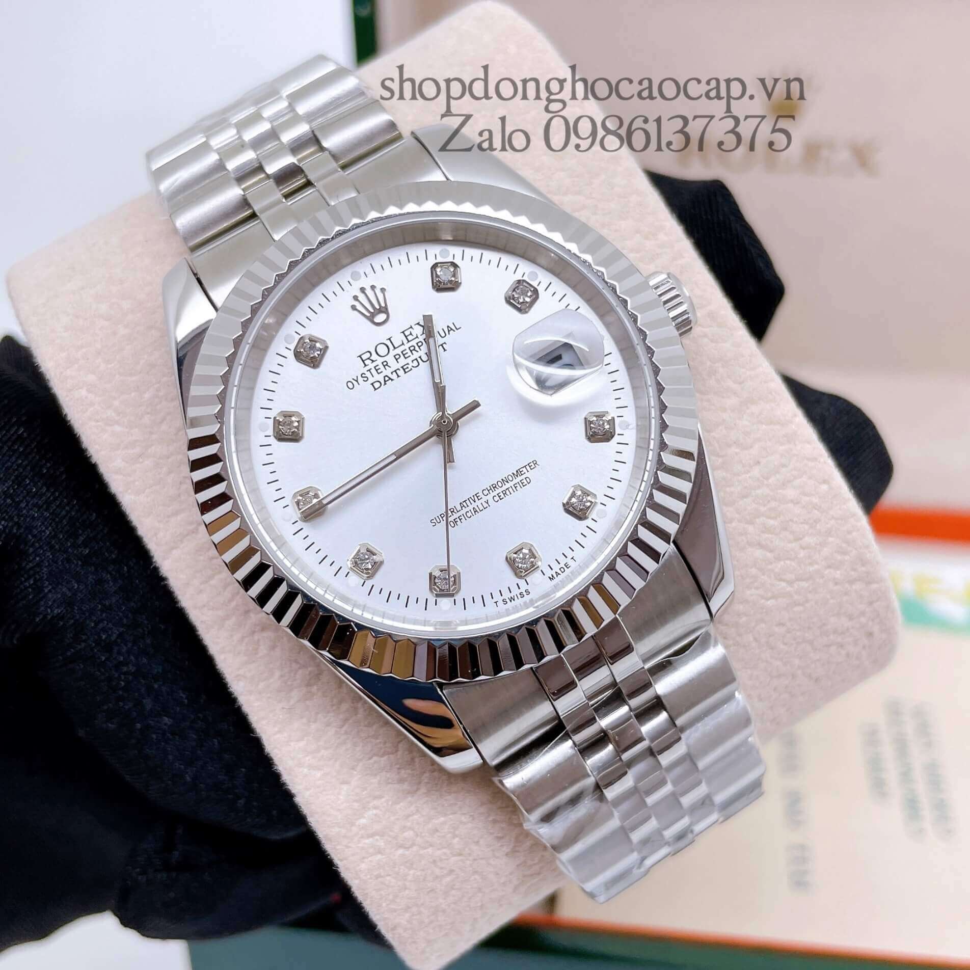 Đồng Hồ Rolex Nam Máy Pin Dây Thép Màu Bạc Size 36mm