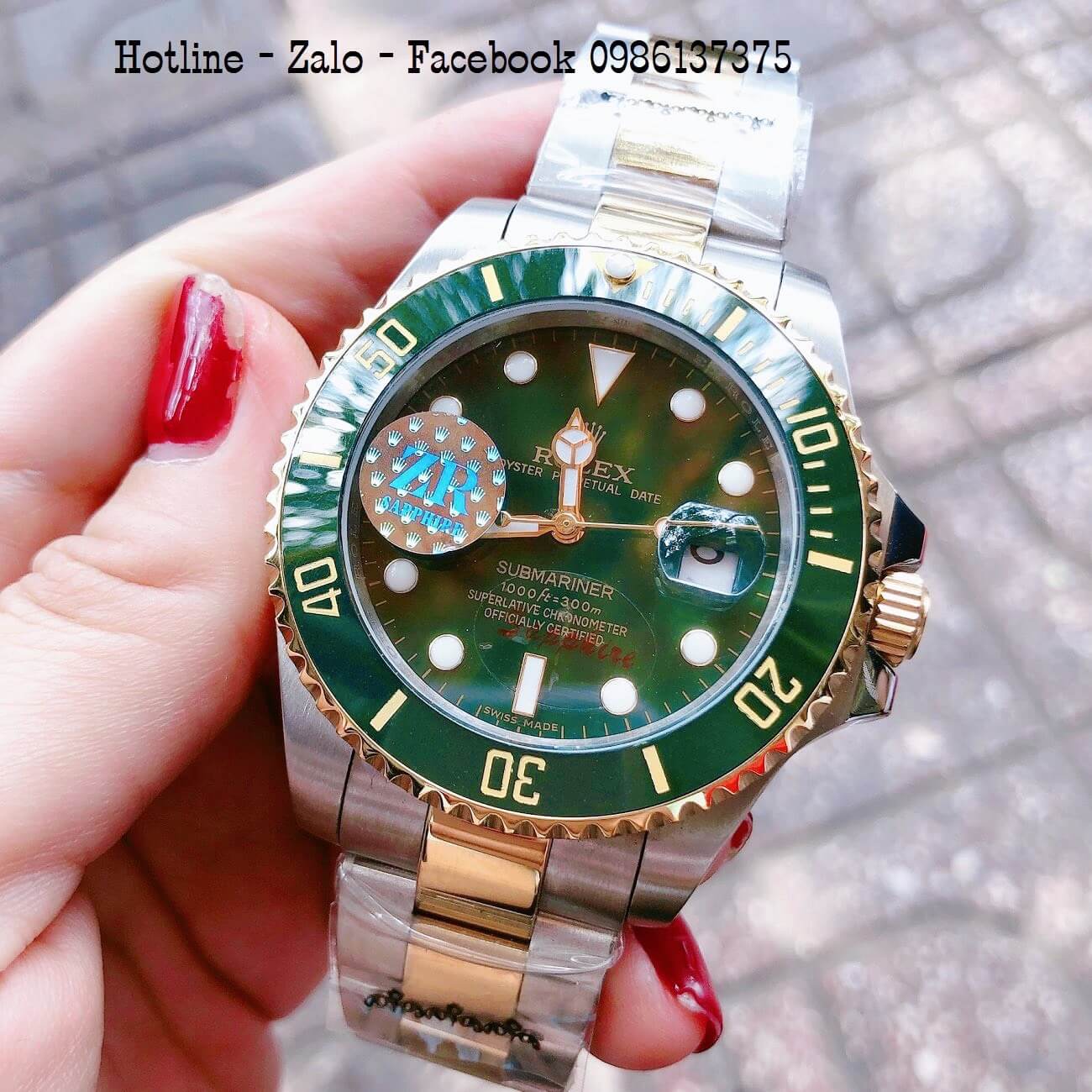 Đồng Hồ Nam Rolex Submariner Automatic Demi Mặt Xanh Đất 41mm