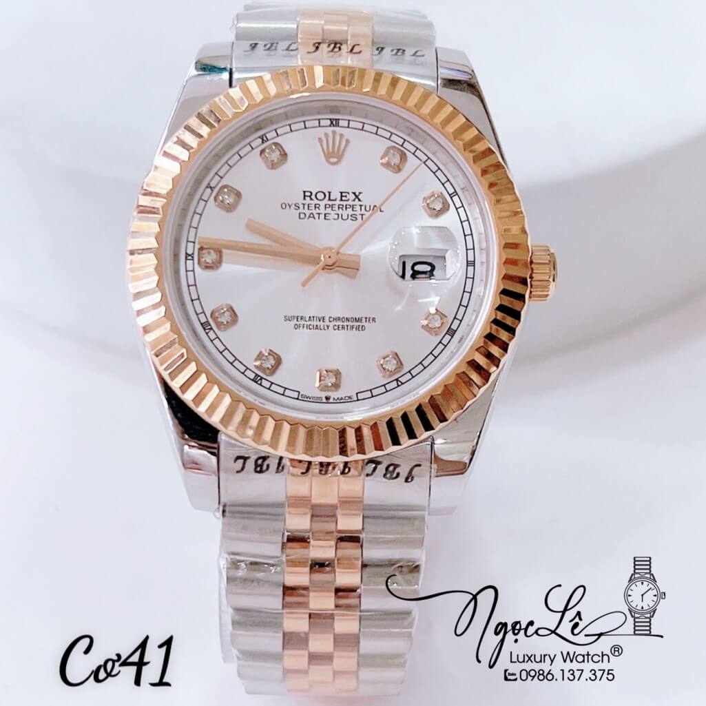 Đồng Hồ Nam Rolex Datejust Máy Cơ Tự Động Dây Kim Loại Demi Rose 41mm