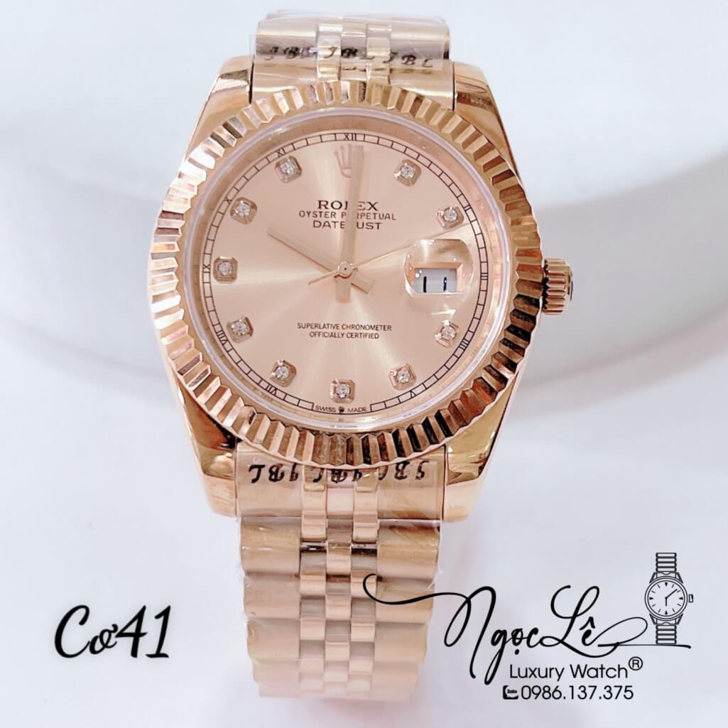 Đồng Hồ Nam Rolex Datejust Máy Cơ Tự Động Dây Kim Loại Màu Rose 41mm