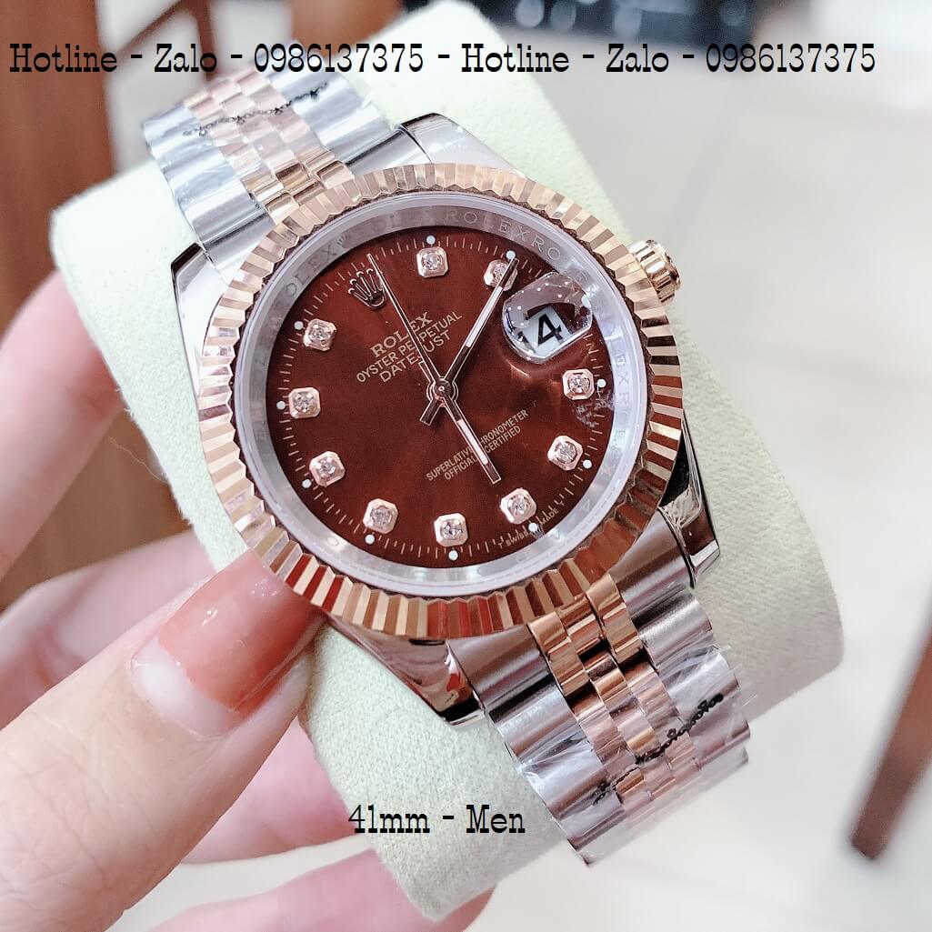 Đồng Hồ Rolex Quartz Nam Demi Rose Mặt Nâu