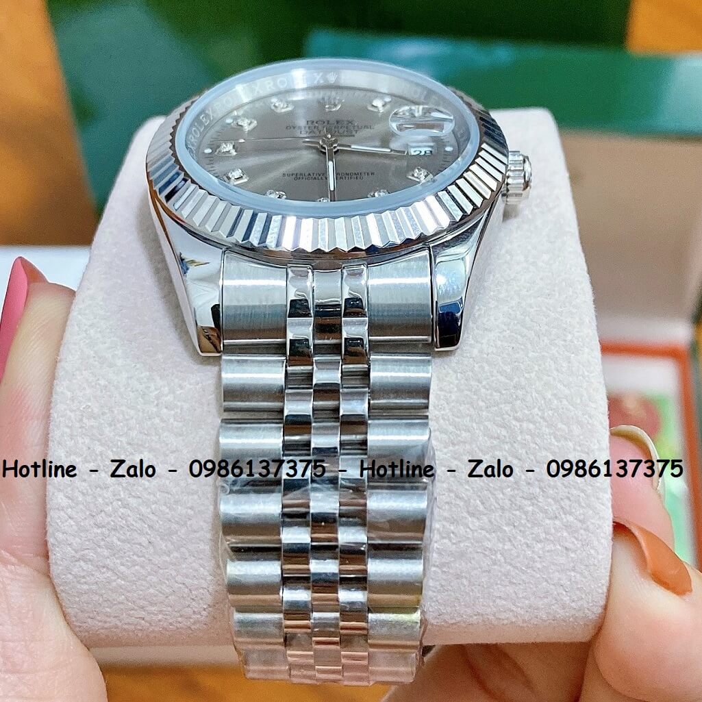 Đồng Hồ Nam Rolex Oyster Datejust Bạc Mặt Xám 41mm