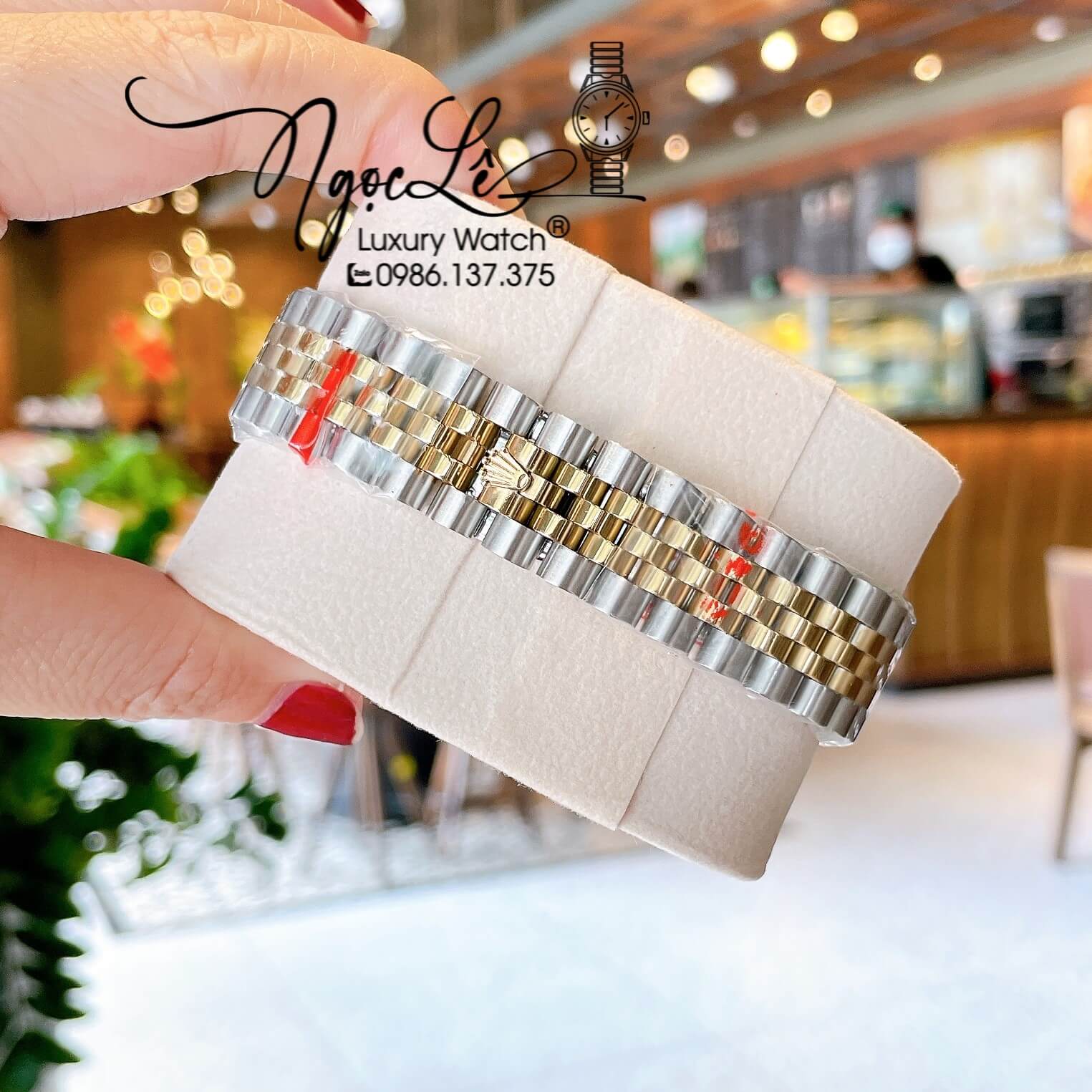 Đồng Hồ Rolex Datejust Quartz Dây Demi Vàng Mặt Vi Tính Size 36mm Đính Đá