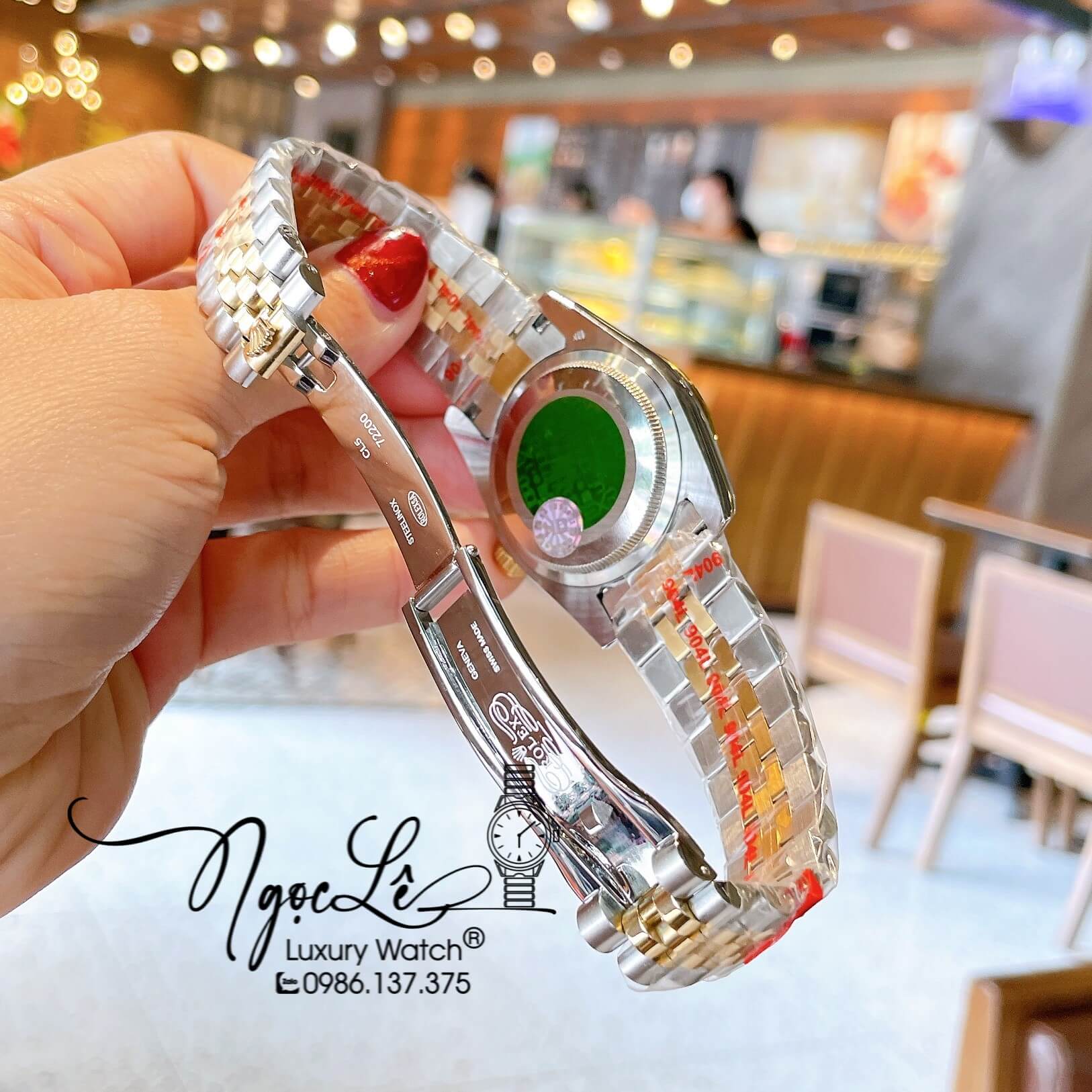 Đồng Hồ Rolex Datejust Quartz Dây Demi Vàng Mặt Vi Tính Size 36mm Đính Đá
