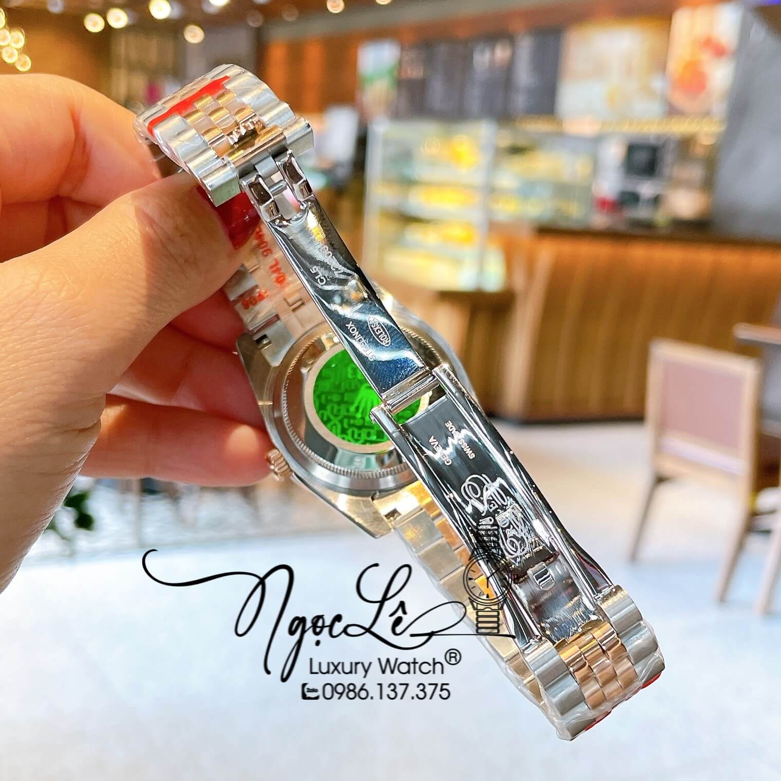 Đồng Hồ Rolex Datejust Quartz Dây Demi Rose Mặt Nâu Socola Size 36mm Đính Đá