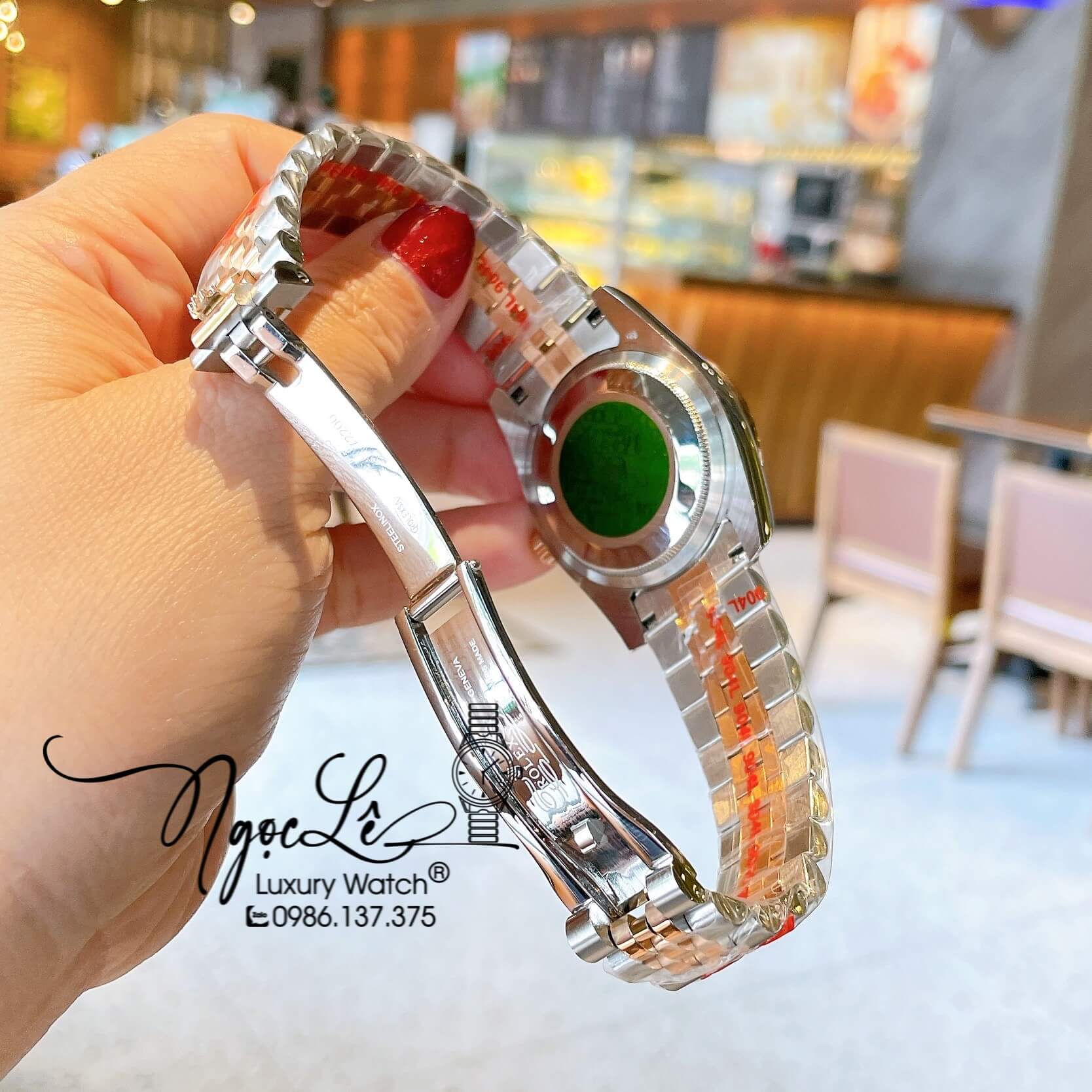 Đồng Hồ Rolex Datejust Quartz Dây Demi Rose Mặt Nâu Socola Size 36mm Đính Đá