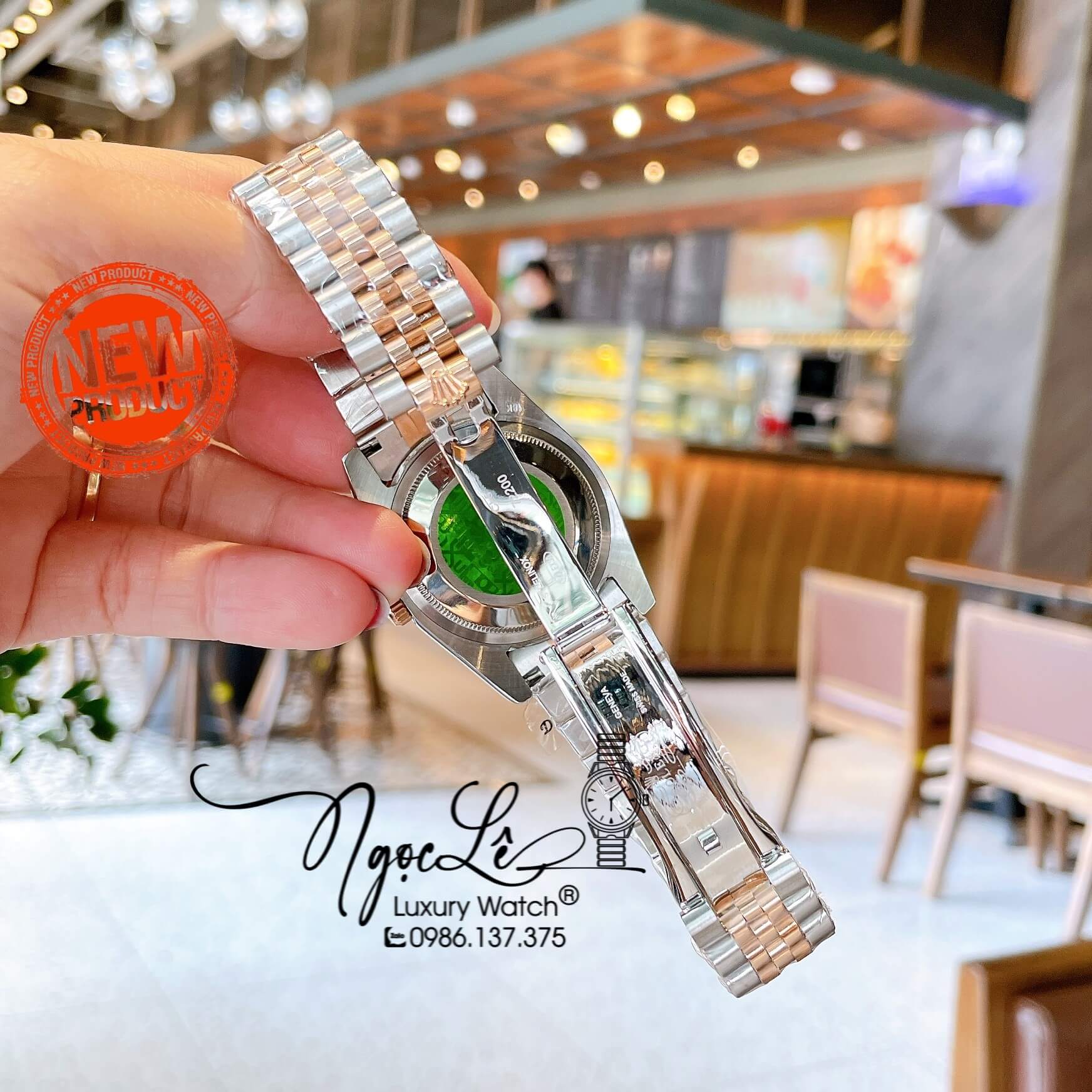 Đồng Hồ Rolex Datejust Quartz Dây Demi Rose Mặt Tím Size 36mm Đính Đá