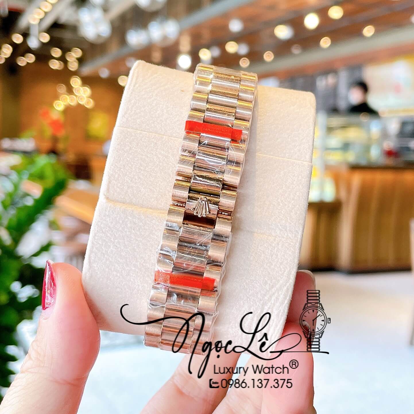 Đồng Hồ Rolex Datejust Quartz Dây Vàng Hồng Mặt Nâu Socola Size 36mm Đính Đá