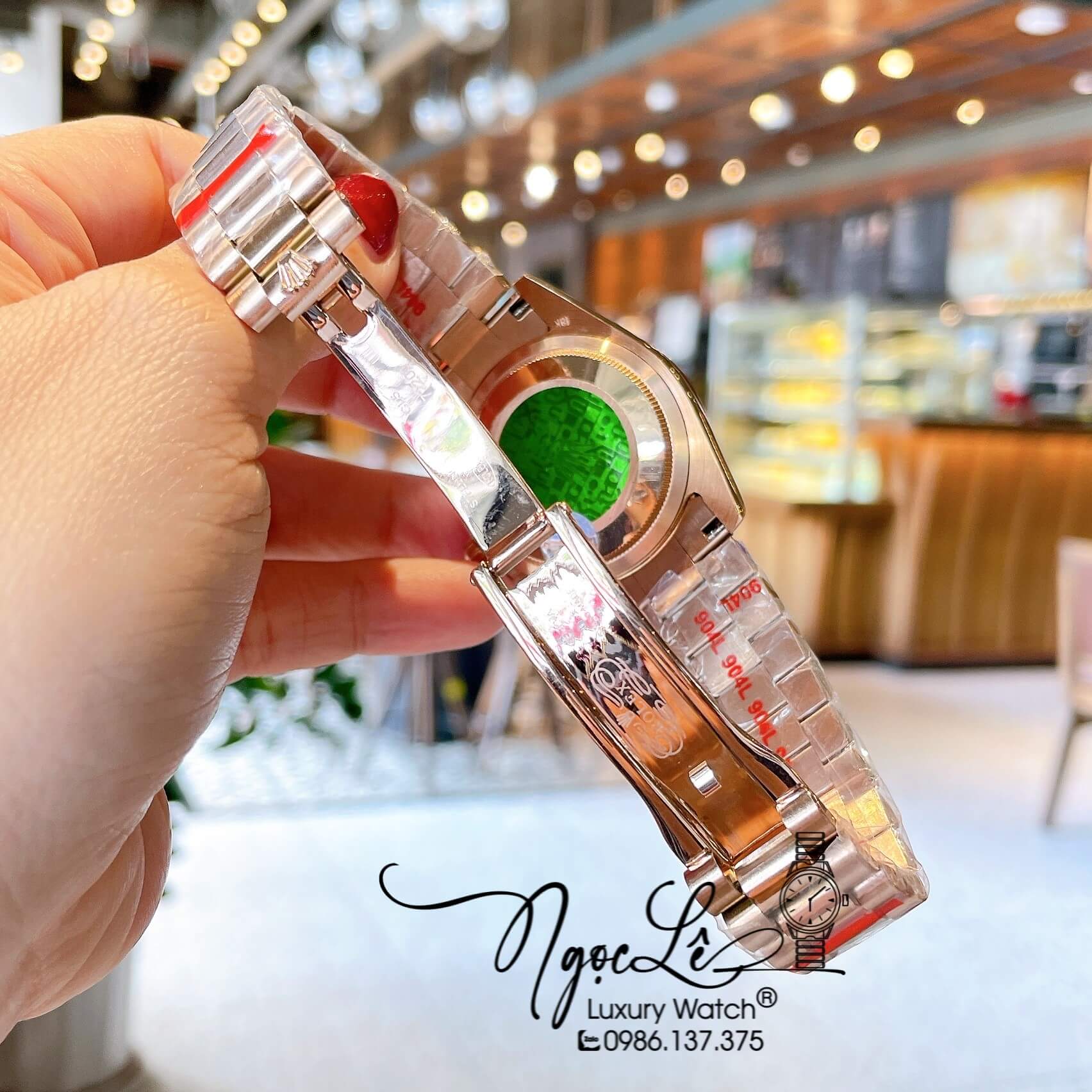 Đồng Hồ Rolex Datejust Quartz Dây Vàng Hồng Mặt Nâu Socola Size 36mm Đính Đá