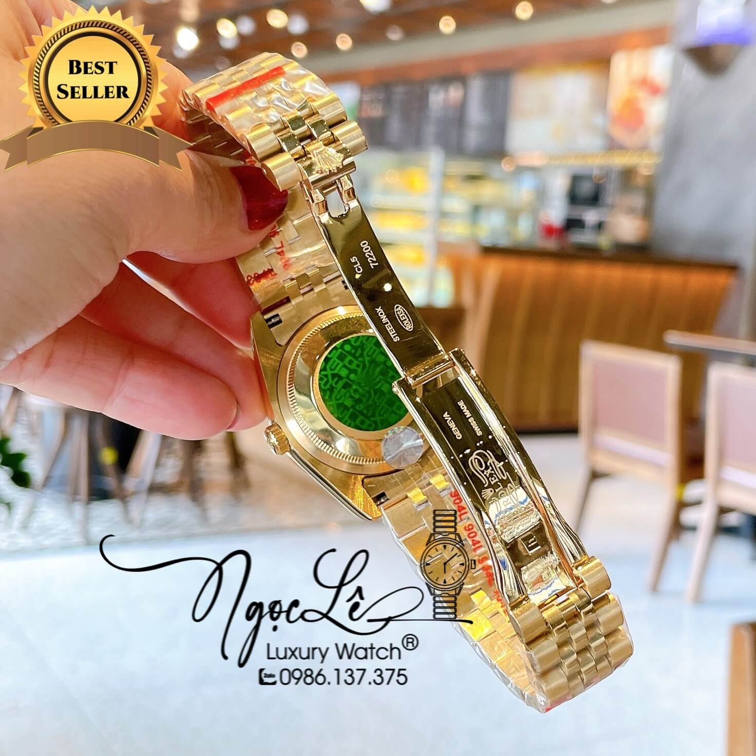 Đồng Hồ Rolex Datejust Quartz Dây Vàng Mặt Vàng Vi Tính Size 36mm Đính Đá