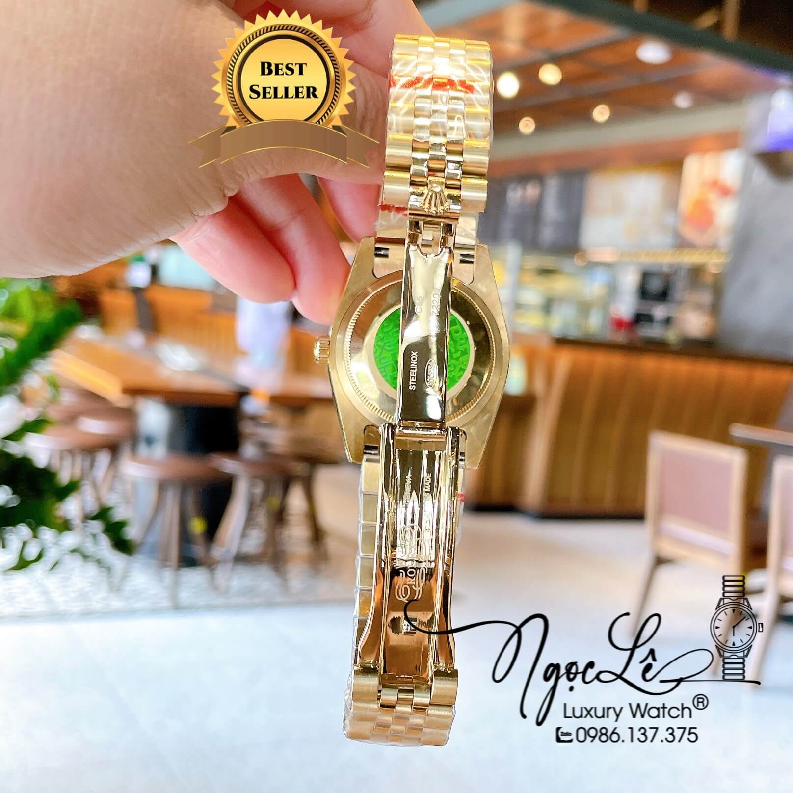 Đồng Hồ Rolex Datejust Quartz Dây Vàng Mặt Vàng Vi Tính Size 36mm Đính Đá