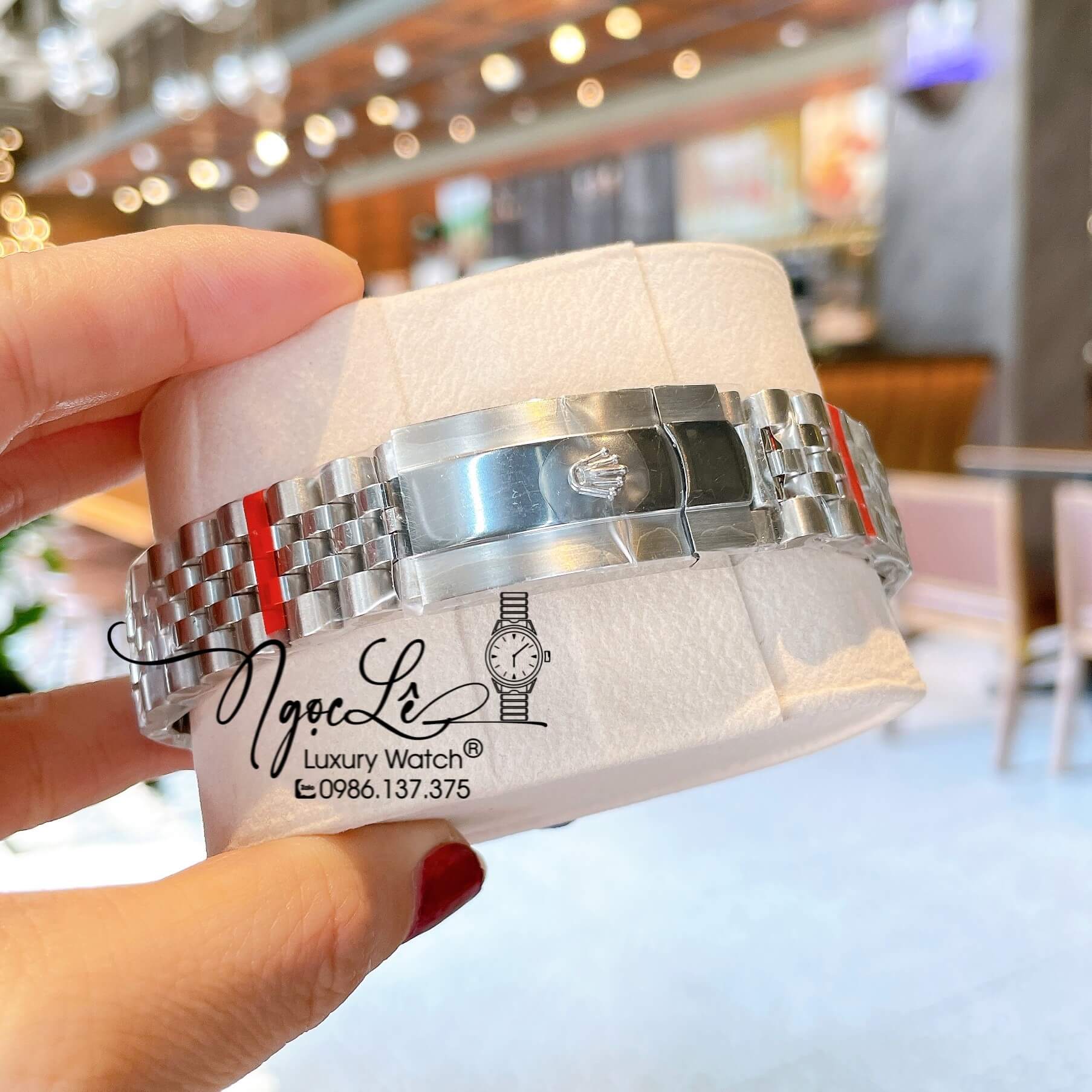 Đồng Hồ Rolex Datejust Nam Màu Bạc Mặt Đen Đính Đá Cao Cấp Size 41mm Máy Pin