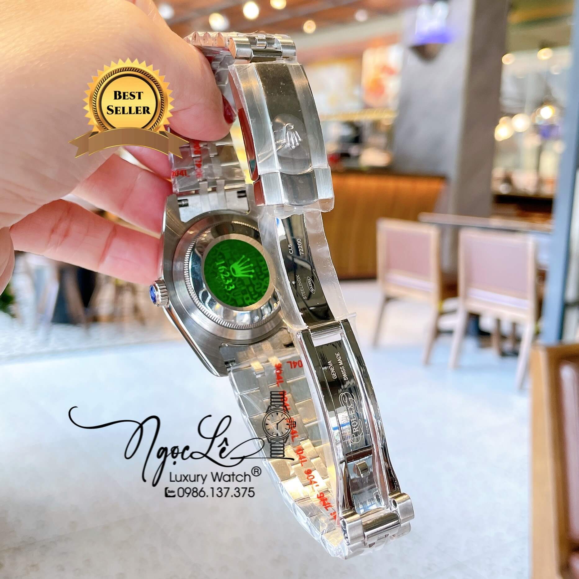 Đồng Hồ Rolex Datejust Nam Dây Bạc Mặt Trắng Xà Cừ Niềng Khía Size 41mm Máy Pin