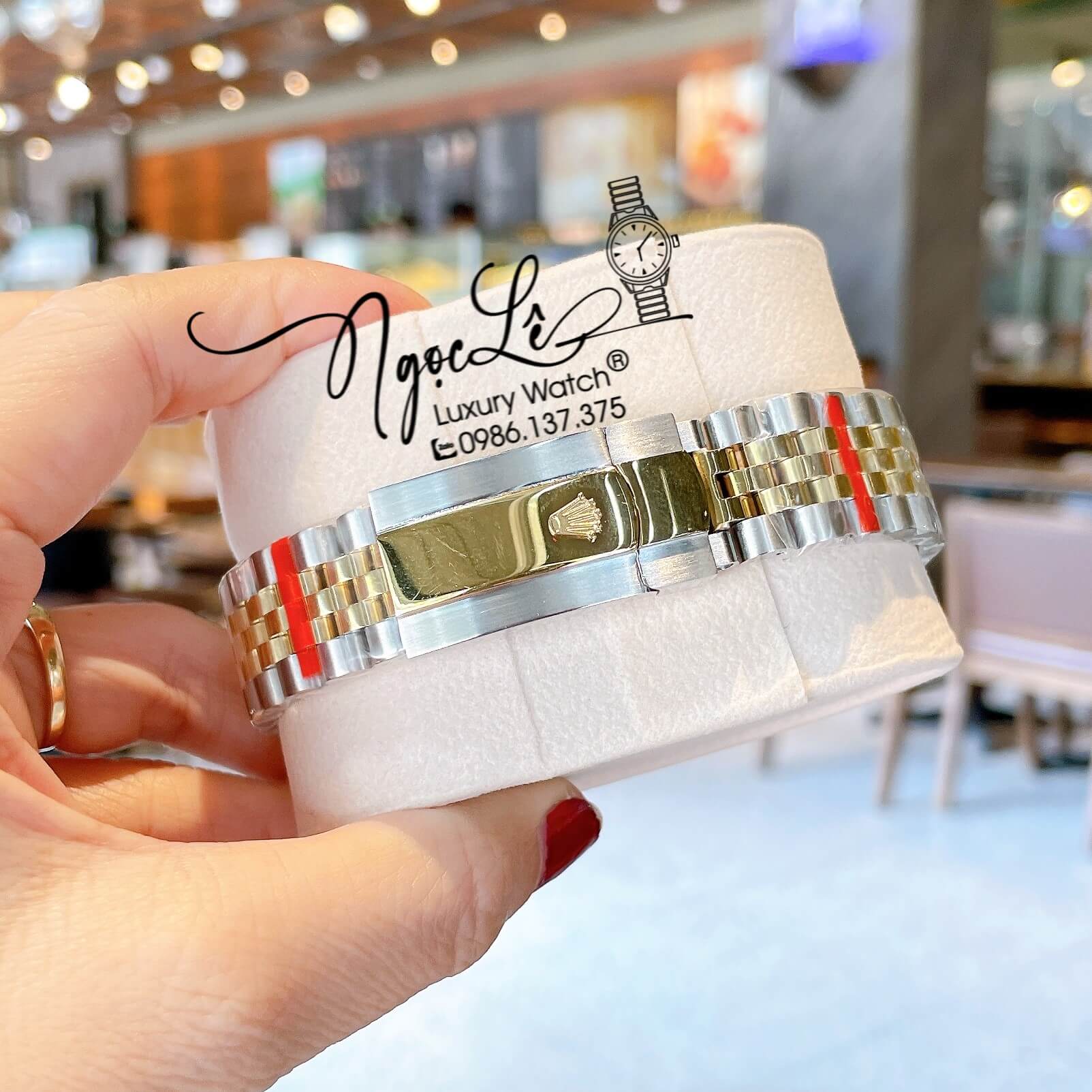 Đồng Hồ Rolex Datejust Nam Demi Vàng Mặt Đen Niềng Khía Size 41mm Máy Pin
