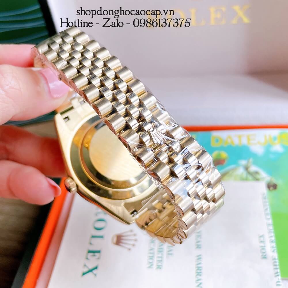 Đồng Hồ Rolex Nam Tự Động Viền Khía Dạ Quang Full Vàng 41mm