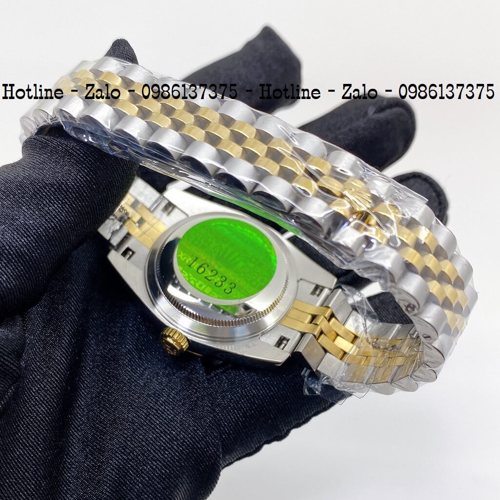 Đồng Hồ Rolex Nữ Demi Vàng Mặt Xanh Lá Máy Pin 32mm