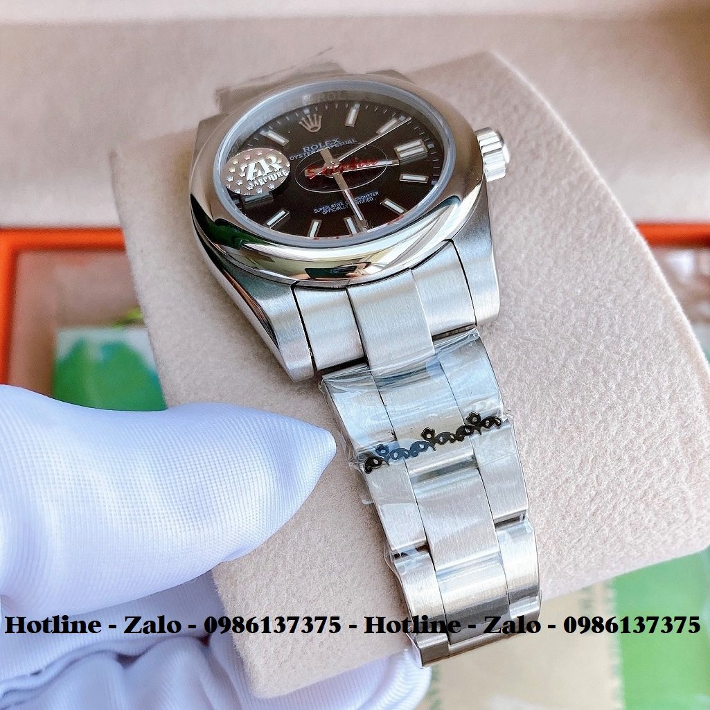 Đồng Hồ Rolex Nữ Automatic Dây Bạc Mặt Đen 32mm