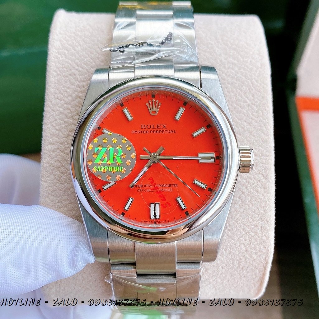 Đồng Hồ Rolex Nữ Automatic Dây Bạc Mặt Đỏ 36mm