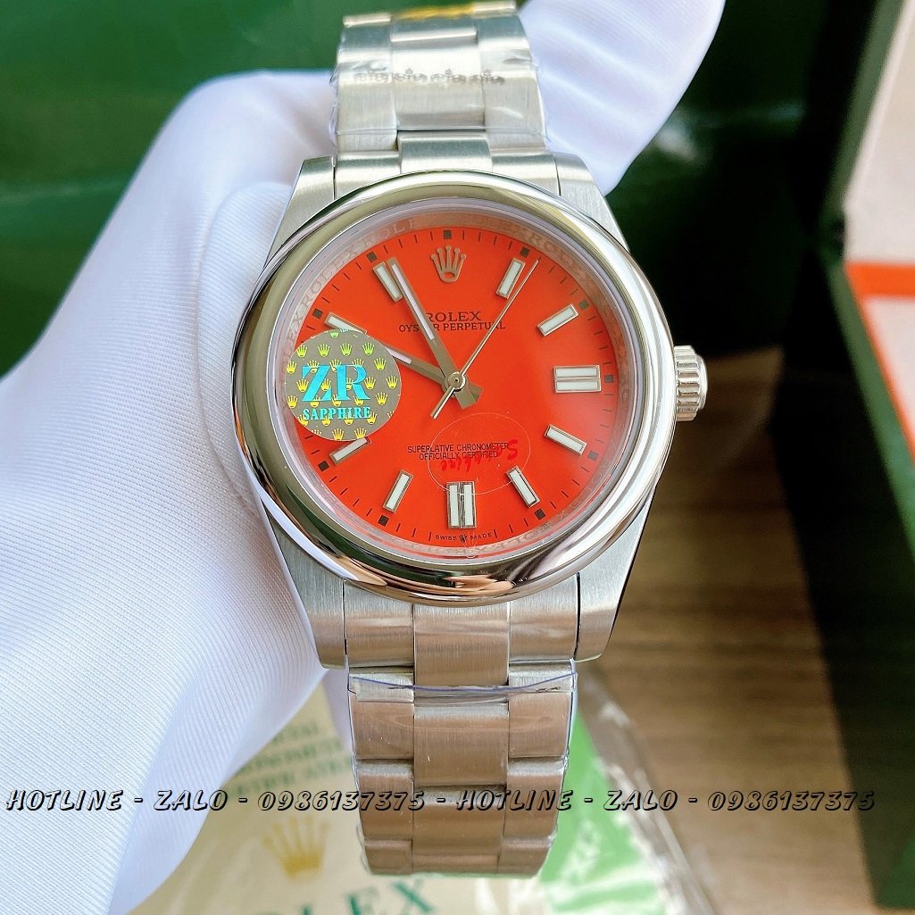 Đồng Hồ Rolex Nữ Automatic Dây Bạc Mặt Đỏ 36mm