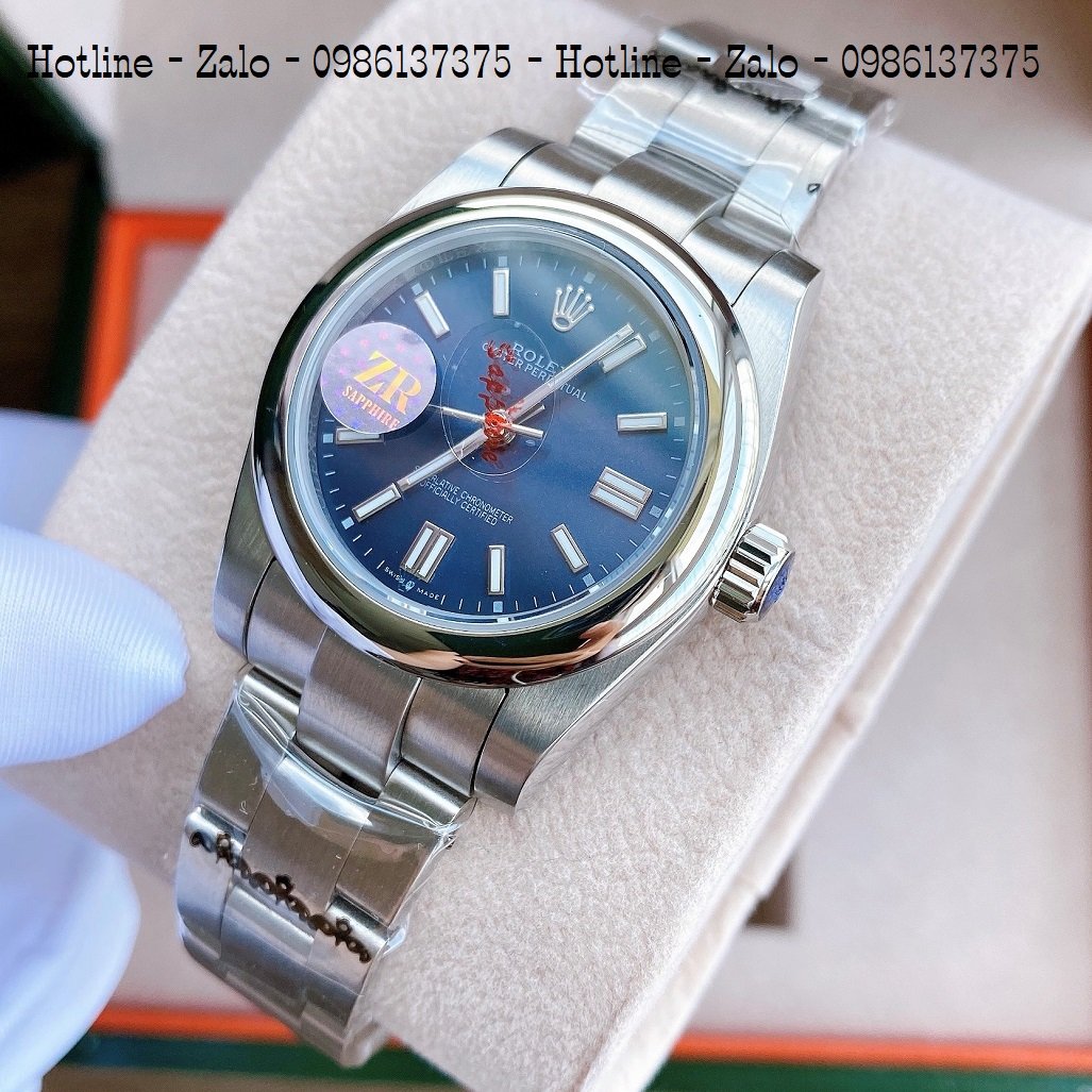 Đồng Hồ Rolex Nữ Automatic Dây Bạc Mặt Xanh Dương 32mm