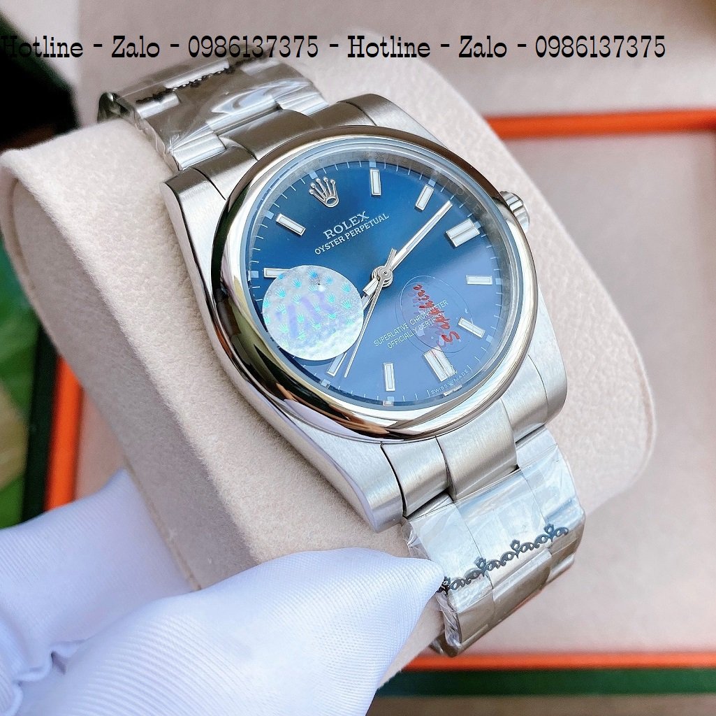 Đồng Hồ Rolex Nữ Automatic Dây Bạc Mặt Xanh Dương 36mm