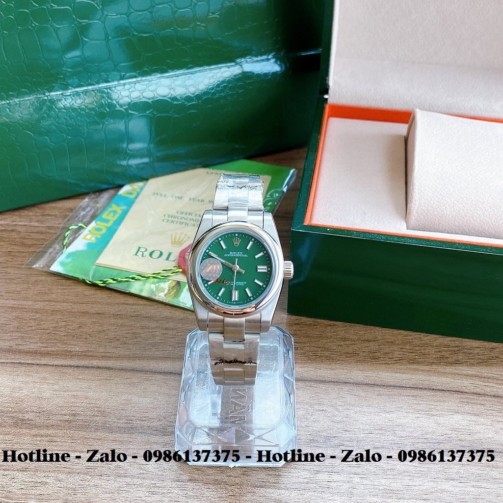 Đồng Hồ Rolex Nữ Automatic Dây Bạc Mặt Xanh Lá 32mm