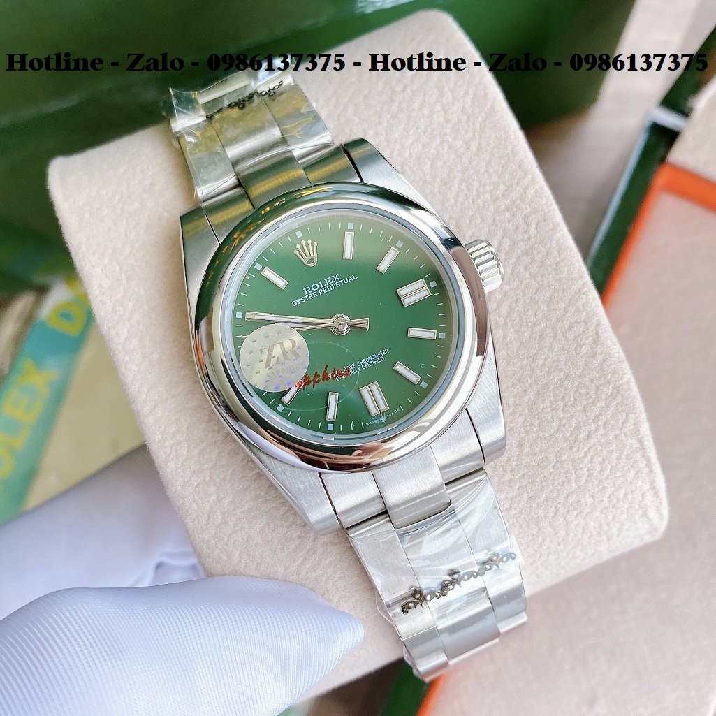 Đồng Hồ Rolex Nữ Automatic Dây Bạc Mặt Xanh Lá 32mm