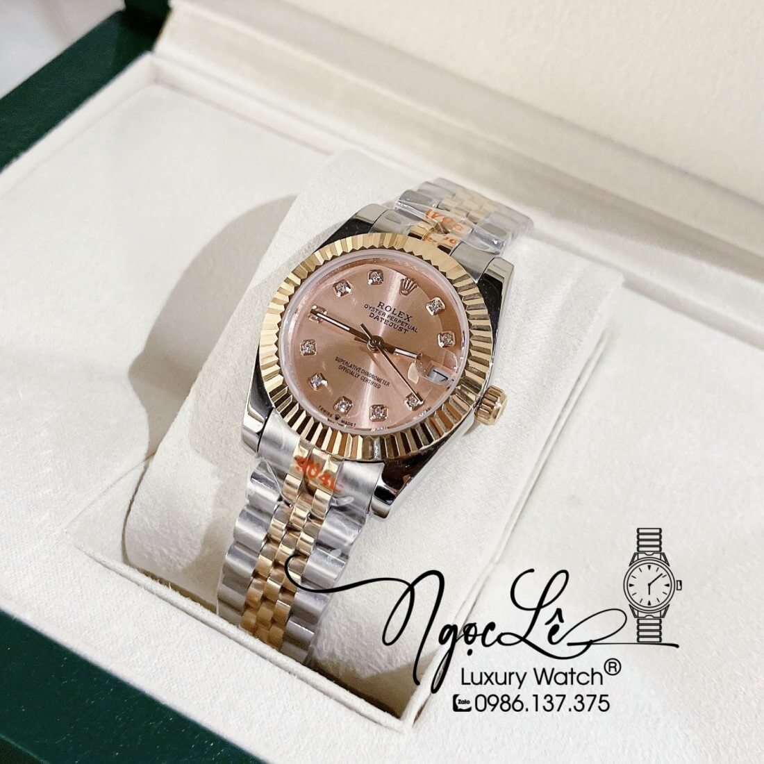 Đồng Hồ Nữ Rolex Datejust Máy Pin Niềng Khía 31mm Màu Demi Rose