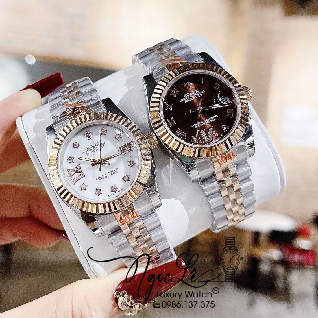 Đồng Hồ Nữ Rolex Datejust Máy Pin Niềng Khía 31mm Màu Demi Rose Mặt Nâu