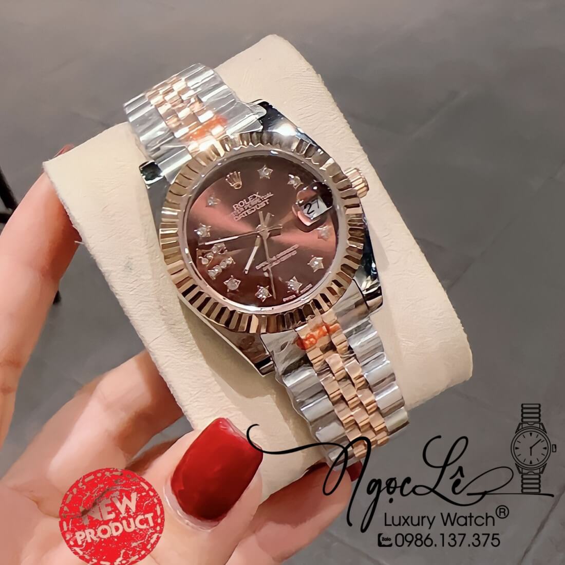 Đồng Hồ Nữ Rolex Datejust Máy Pin Niềng Khía 31mm Màu Demi Rose Mặt Nâu