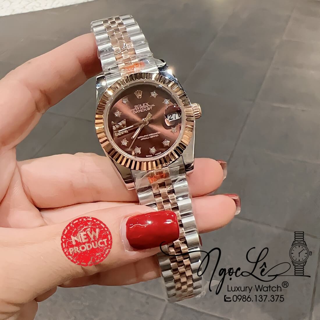 Đồng Hồ Nữ Rolex Datejust Máy Pin Niềng Khía 31mm Màu Demi Rose Mặt Nâu