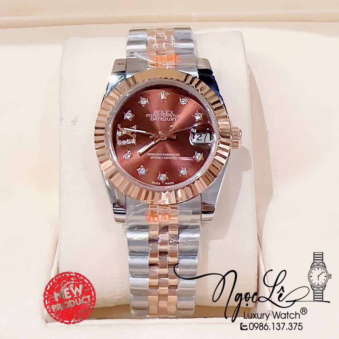 Đồng Hồ Nữ Rolex Datejust Máy Pin Niềng Khía 31mm Màu Demi Rose Mặt Nâu