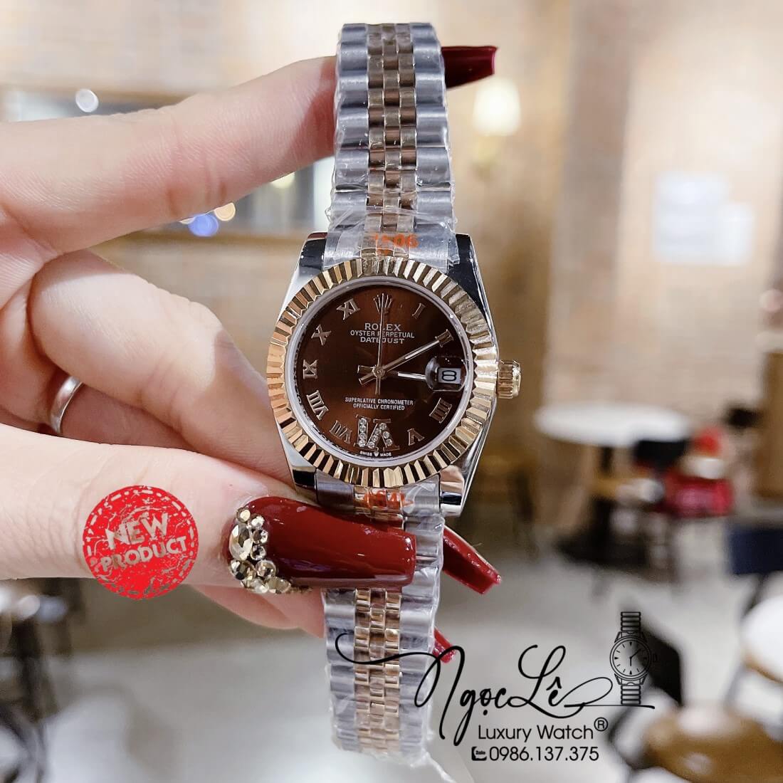 Đồng Hồ Nữ Rolex Datejust Máy Pin Niềng Khía 31mm Màu Demi Rose Mặt Nâu