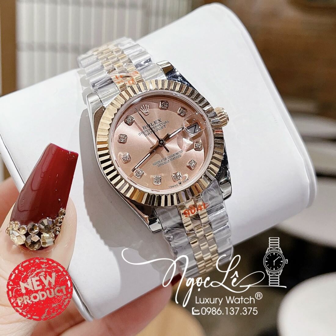 Đồng Hồ Nữ Rolex Datejust Máy Pin Niềng Khía 31mm Màu Demi Rose