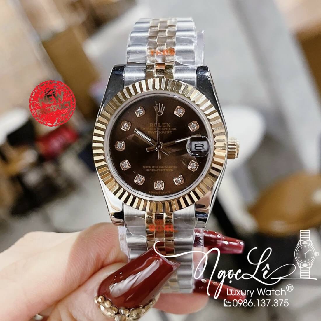 Đồng Hồ Nữ Rolex Datejust Máy Pin Niềng Khía 31mm Màu Demi Rose Mặt Nâu