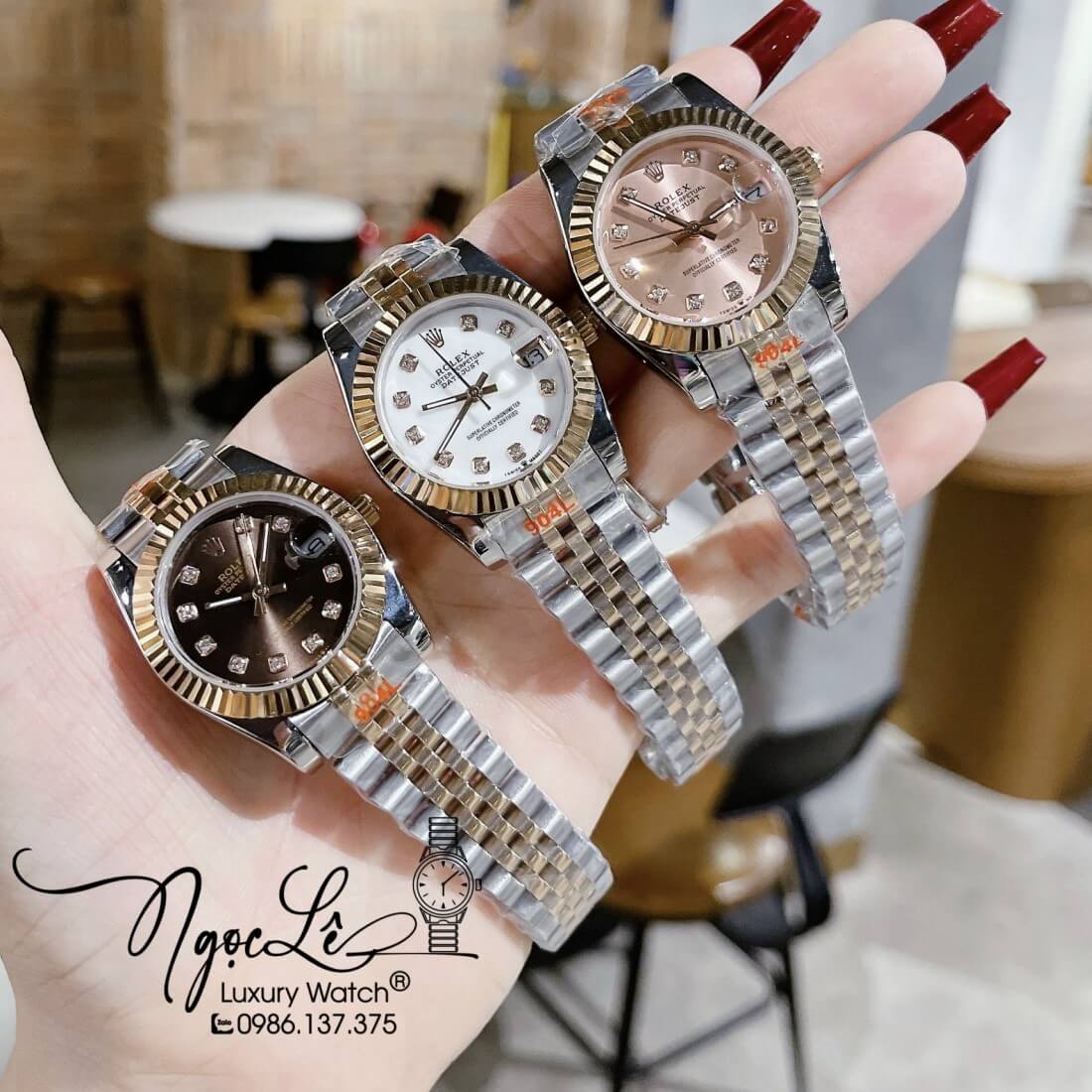 Đồng Hồ Nữ Rolex Datejust Máy Pin Niềng Khía 31mm Màu Demi Rose Mặt Nâu