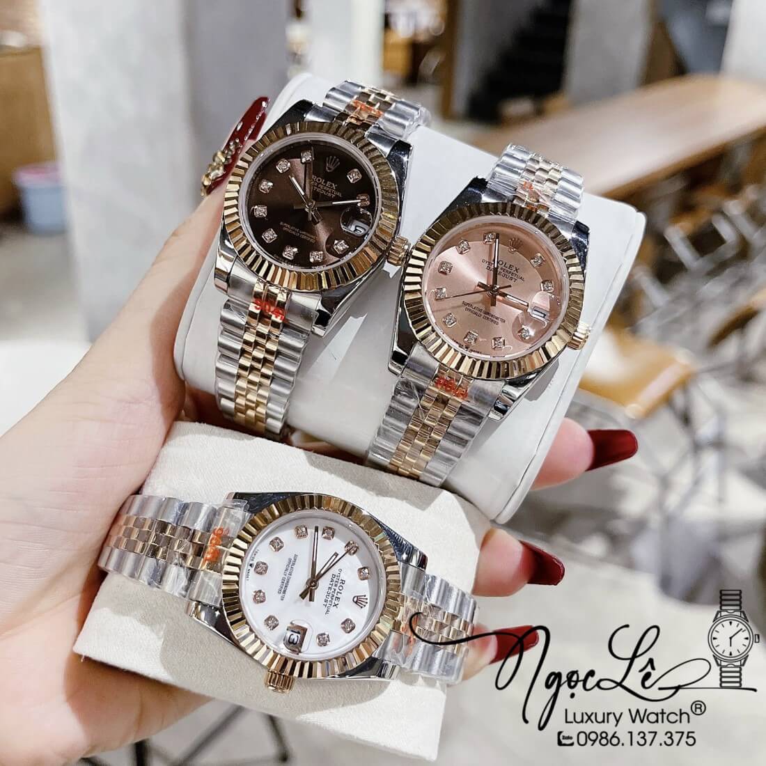 Đồng Hồ Nữ Rolex Datejust Máy Pin Niềng Khía 31mm Màu Demi Rose Mặt Nâu