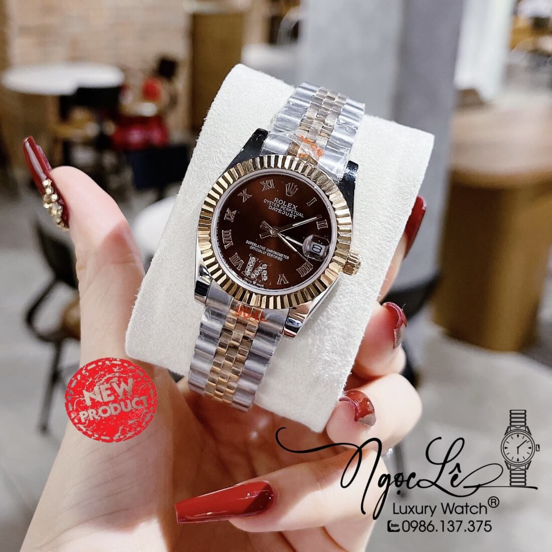 Đồng Hồ Nữ Rolex Datejust Máy Pin Niềng Khía 31mm Màu Demi Rose Mặt Nâu