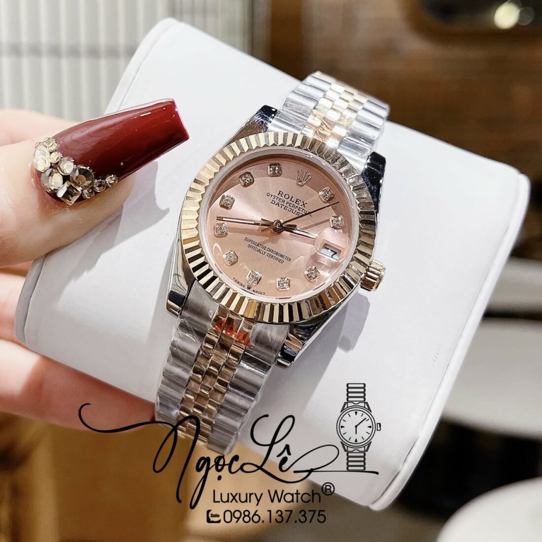 Đồng Hồ Nữ Rolex Datejust Máy Pin Niềng Khía 31mm Màu Demi Rose