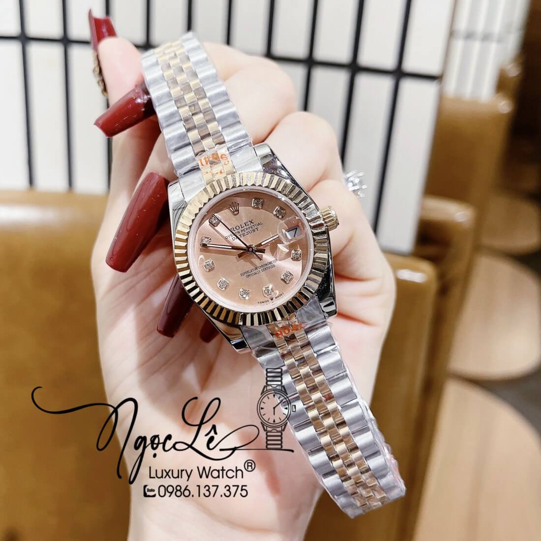 Đồng Hồ Nữ Rolex Datejust Máy Pin Niềng Khía 31mm Màu Demi Rose