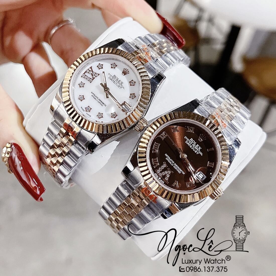 Đồng Hồ Nữ Rolex Datejust Máy Pin Niềng Khía 31mm Màu Demi Rose Mặt Nâu