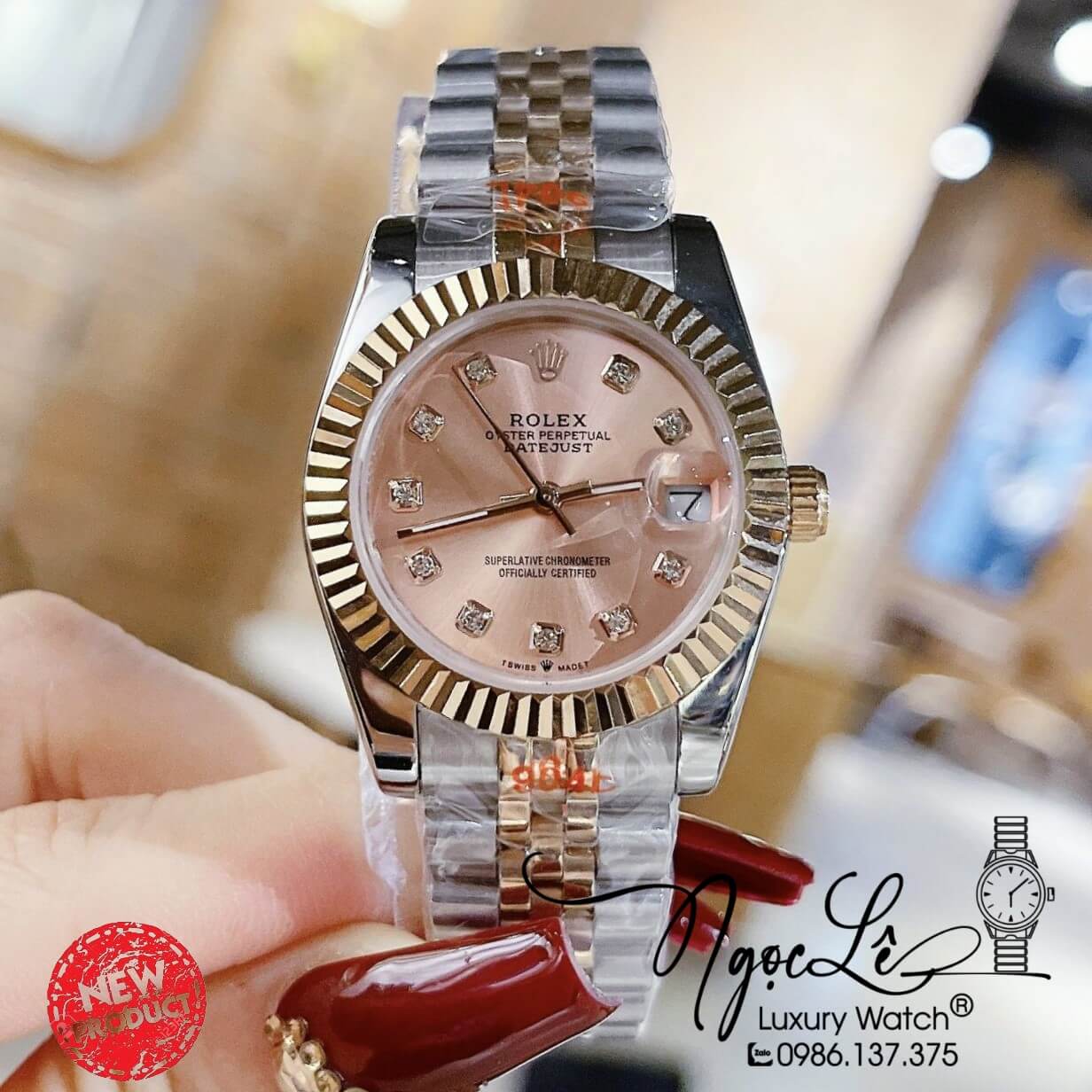 Đồng Hồ Nữ Rolex Datejust Máy Pin Niềng Khía 31mm Màu Demi Rose