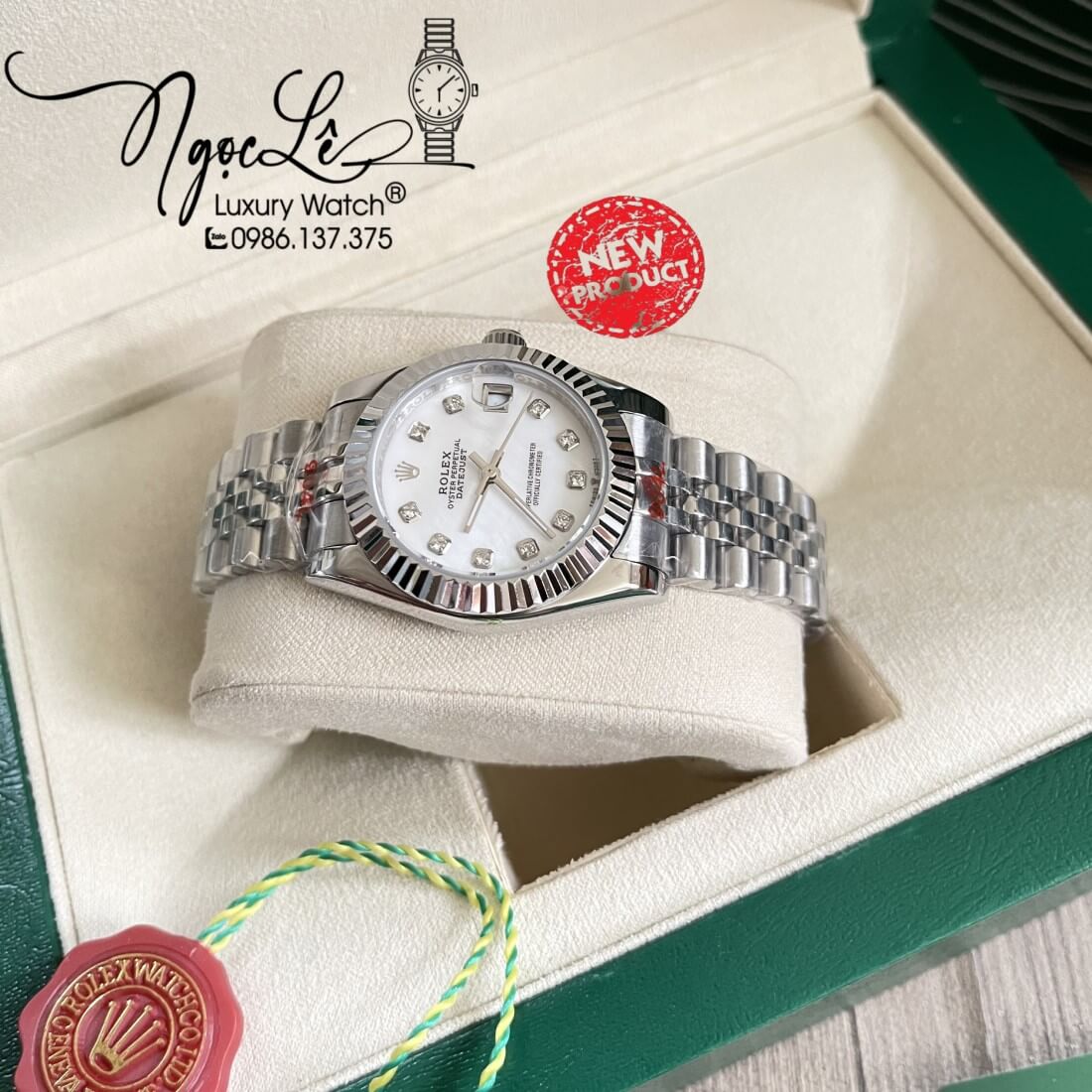 Đồng Hồ Nữ Rolex Datejust Máy Pin Niềng Khía 31mm Màu Bạc Mặt Xà Cừ