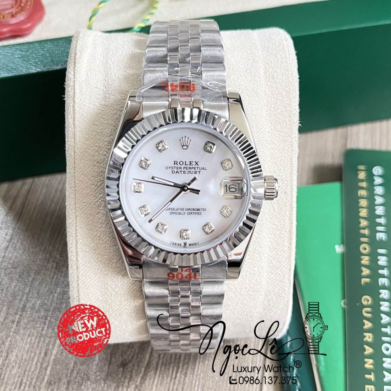 Đồng Hồ Nữ Rolex Datejust Máy Pin Niềng Khía 31mm Màu Bạc Mặt Xà Cừ