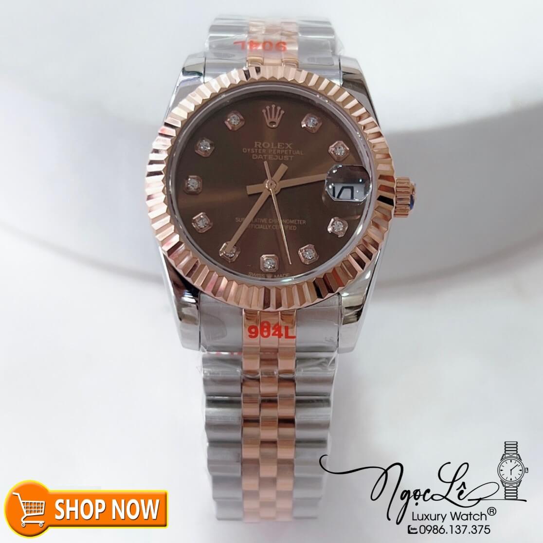 Đồng Hồ Rolex Datejust Nữ Máy Cơ Tự Động Demi Rose Mặt Nâu Size 31mm