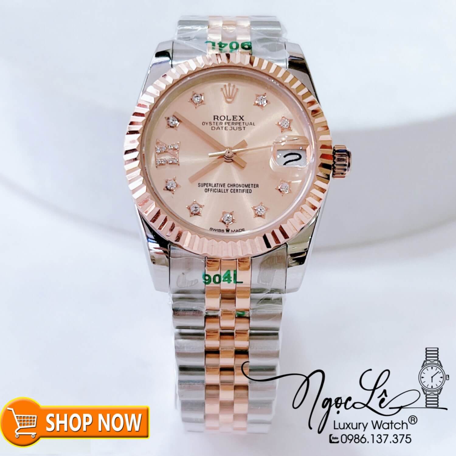 Đồng Hồ Rolex Datejust Nữ Máy Cơ Tự Động Dây Demi Rose Mặt Rose Size 31mm