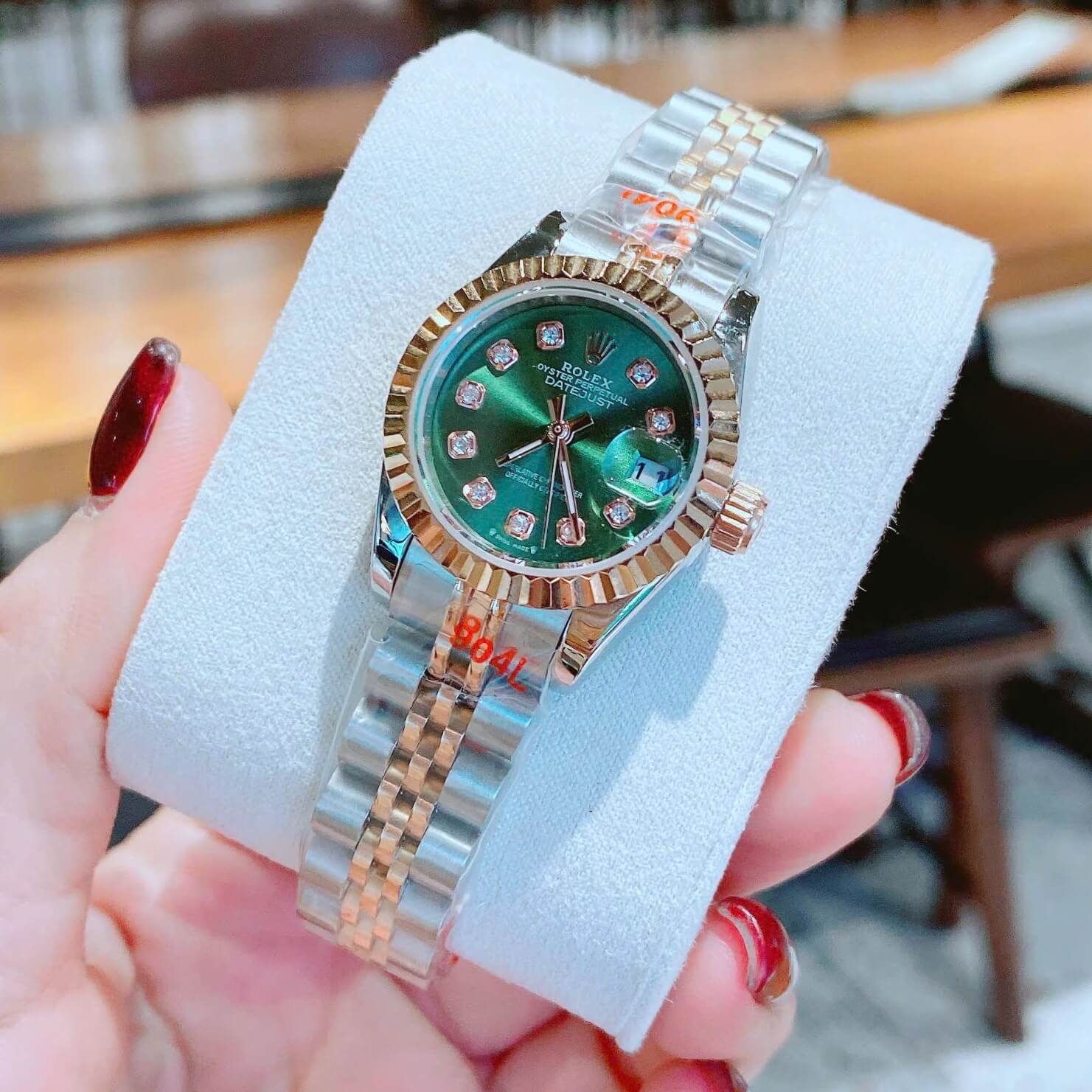 Đồng Hồ Nữ Rolex Datejust Máy Pin Size 28mm - Màu Demi Rose Mặt Xanh