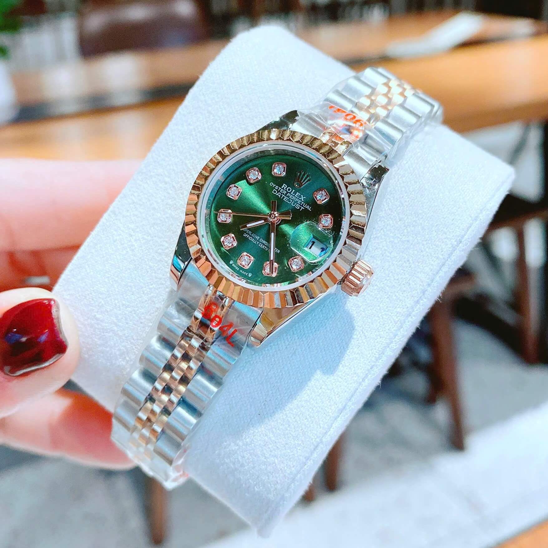 Đồng Hồ Nữ Rolex Datejust Máy Pin Size 28mm - Màu Demi Rose Mặt Xanh