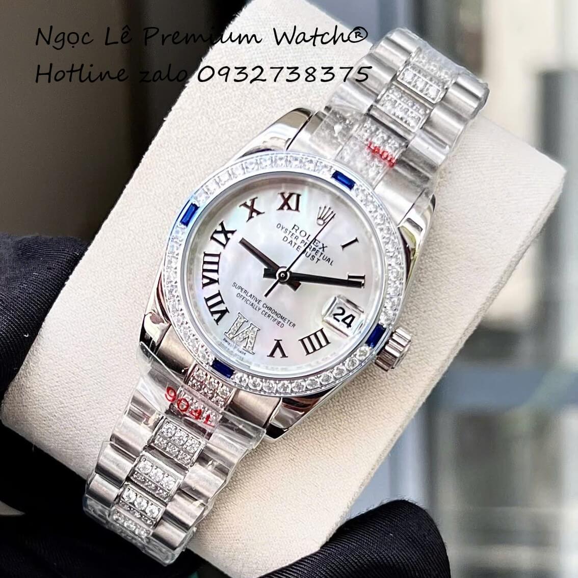Đồng Hồ RoLex Datejust Nữ Siêu Cấp Đính Đá Trắng Size 31mm - Quartz Japan